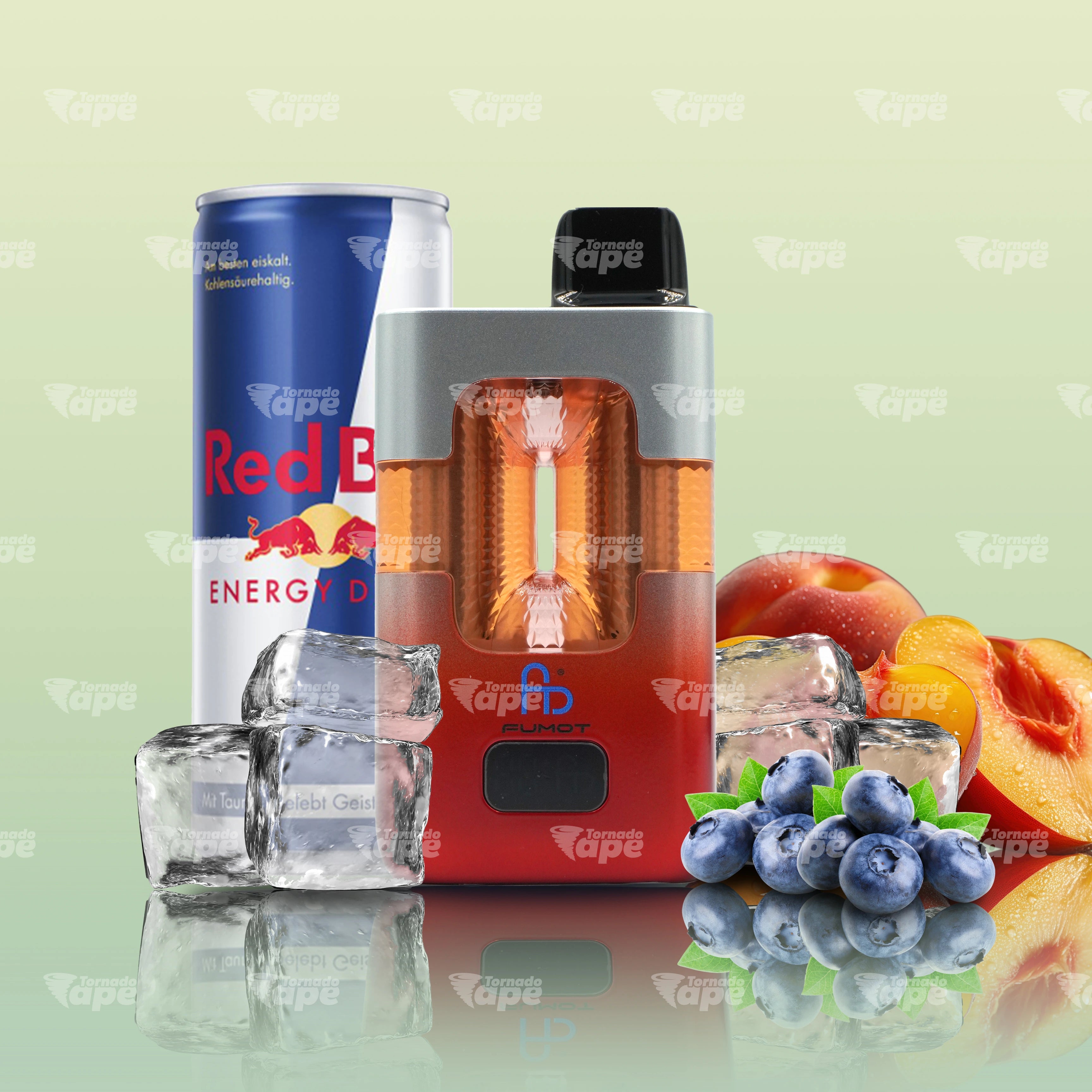 Fumot 50000 Redbull Ice Blueberry Peach Ice Vape mit Energy Drink Blaubeere Pfirsich und Ice Geschmack
